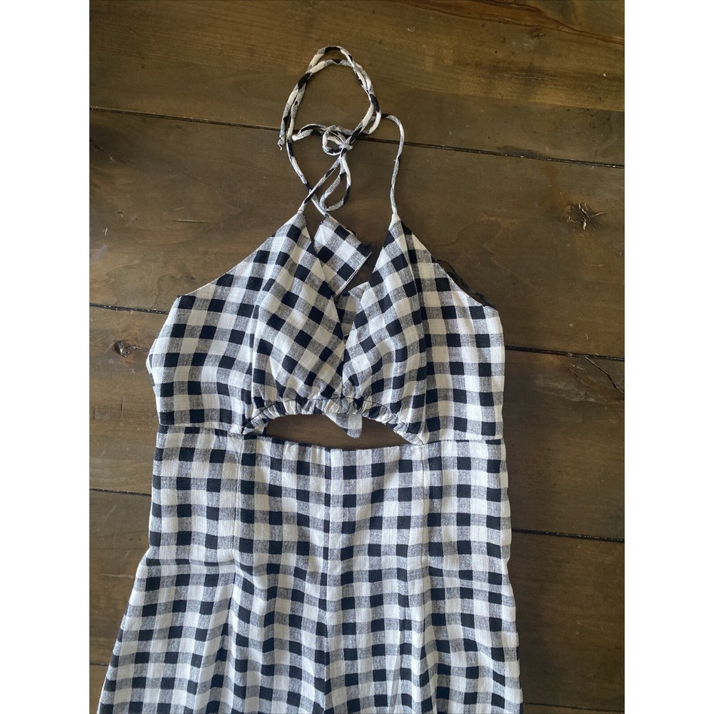 ZARA Women's XS VICI Gingham Halter Tie Open Back Jumpsuit Spring Brunch Coastal - Picture 5 of 8
